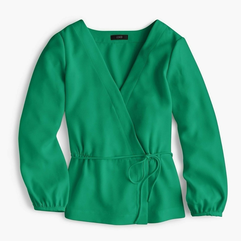 J. Crew Emerald Green Wrap Blouse